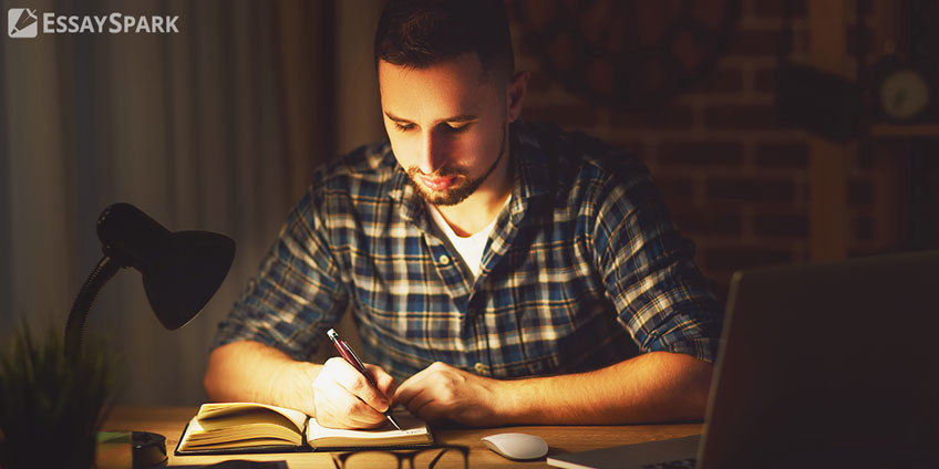 Student Working at Night